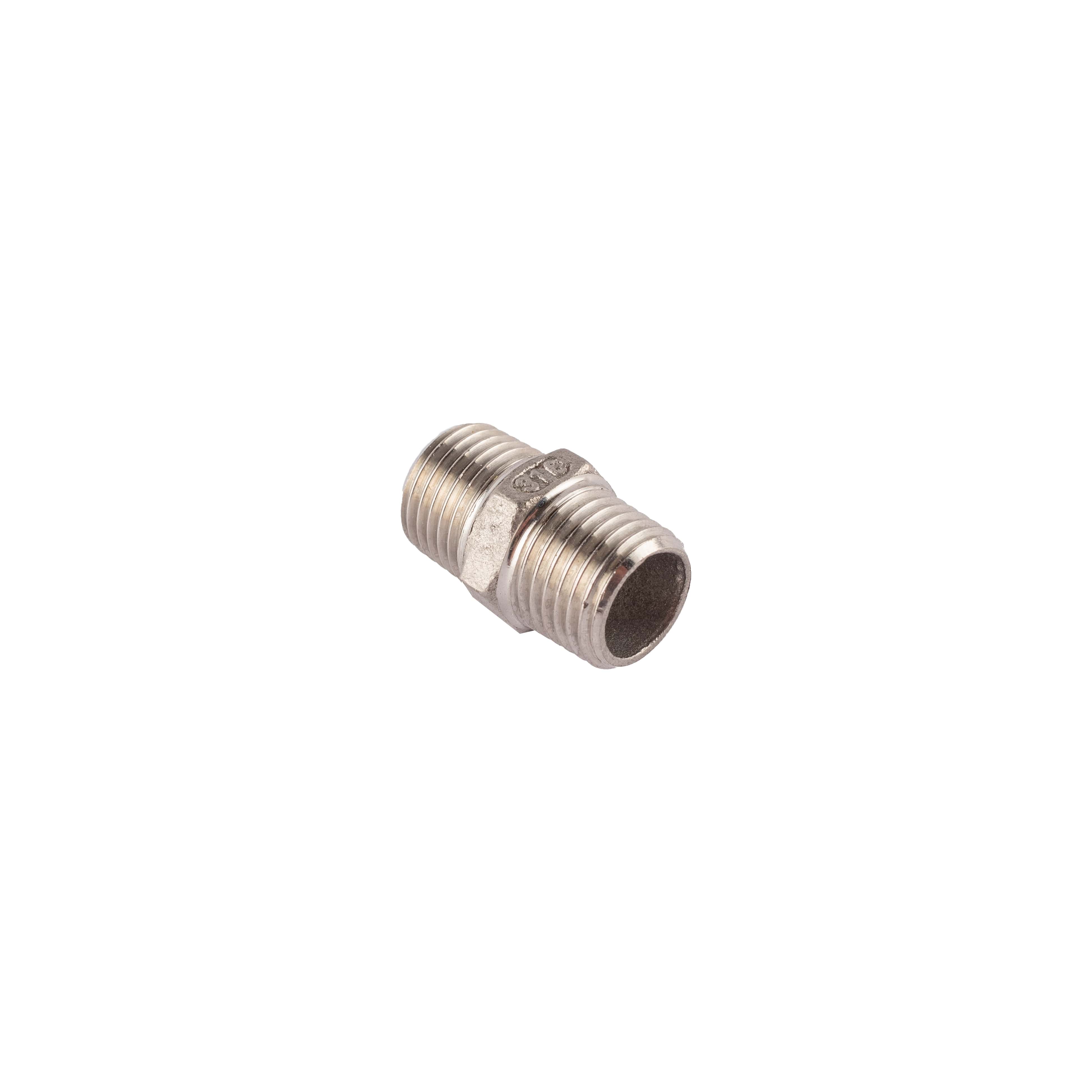 Doppelnippel 1/4" mit Sechskant Edelstahl