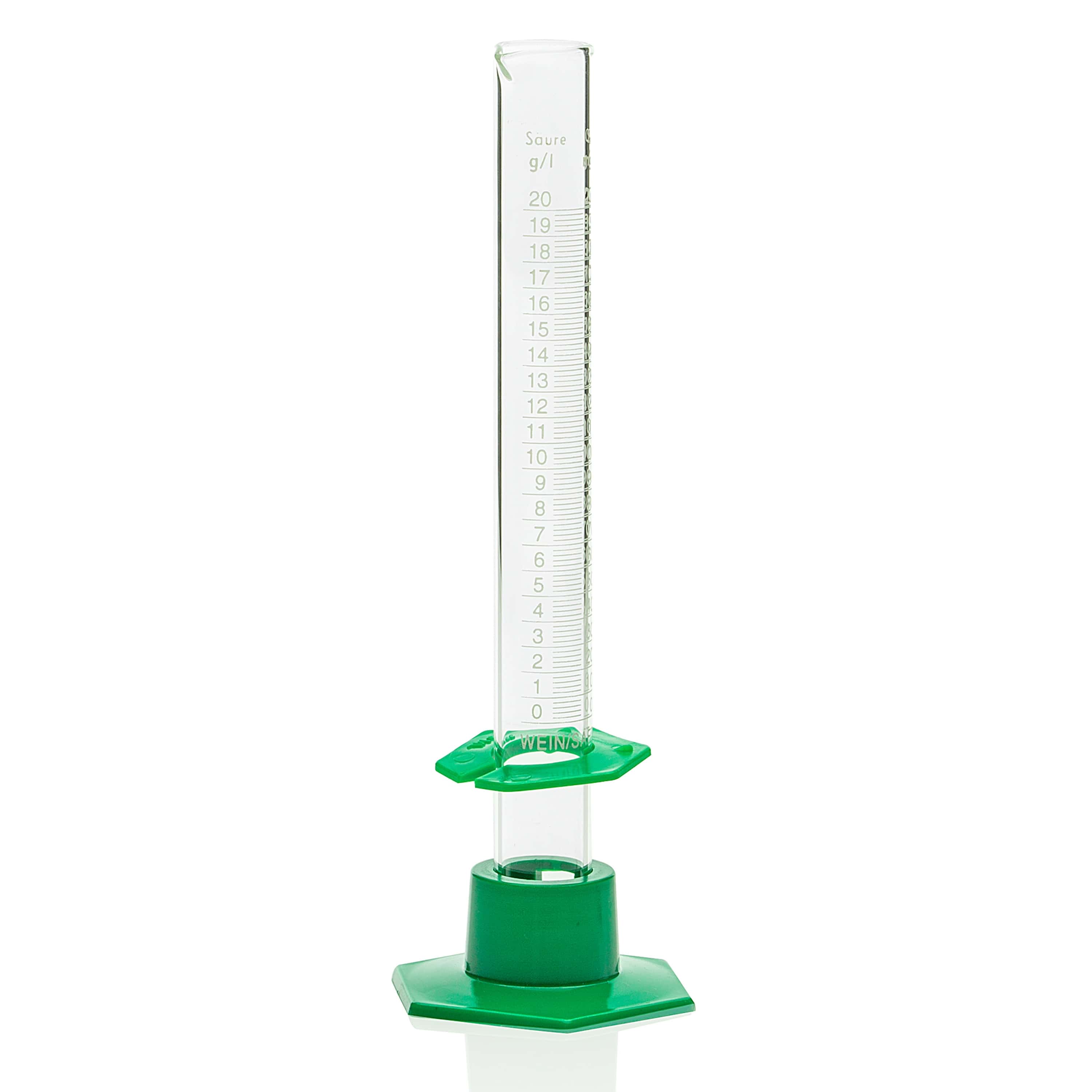 Acidometer Glaszylinder 20 ml mit Fuß u. Ring