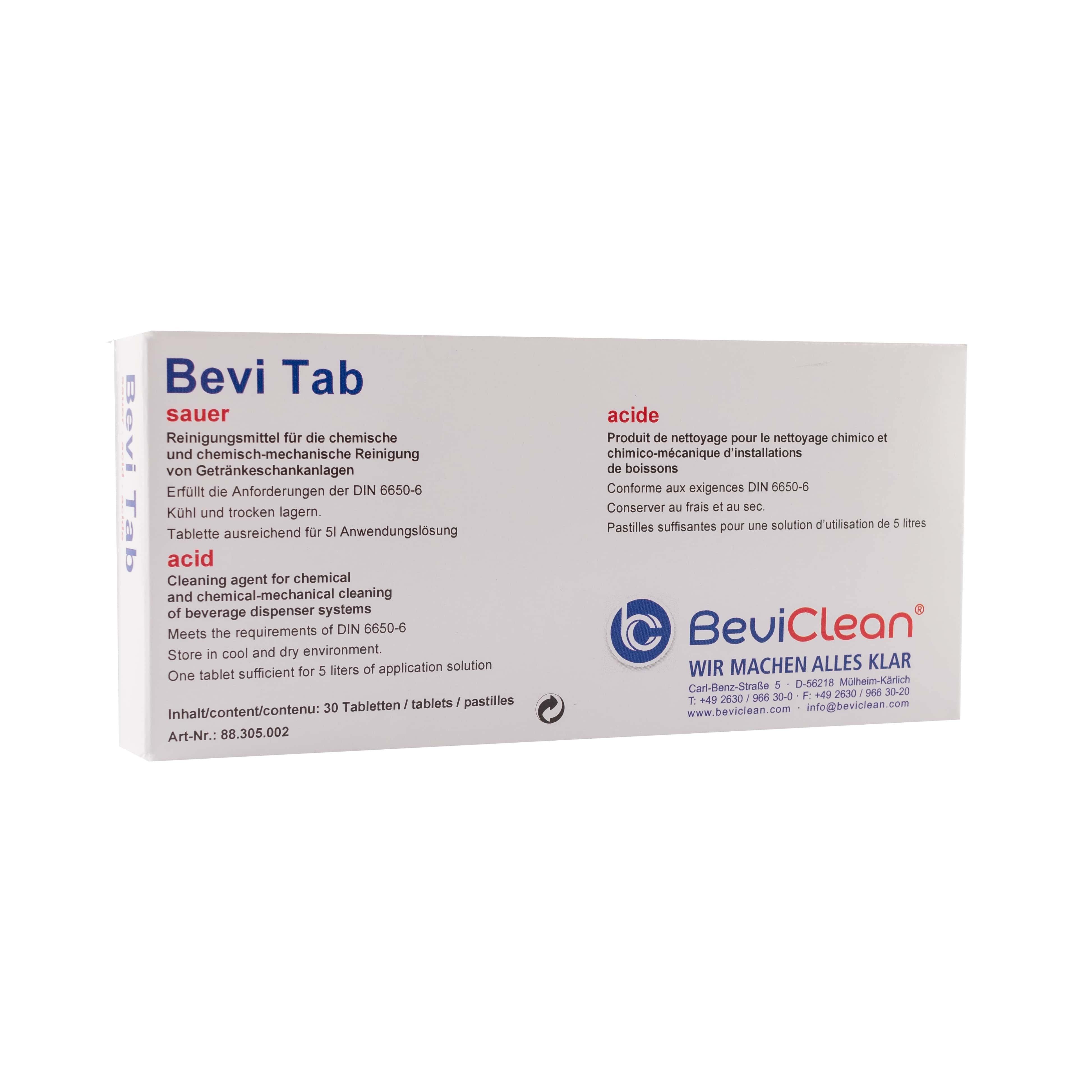 Reinigungstabletten für Schankanlagen BEVI TAB SAUER 30er-Pack