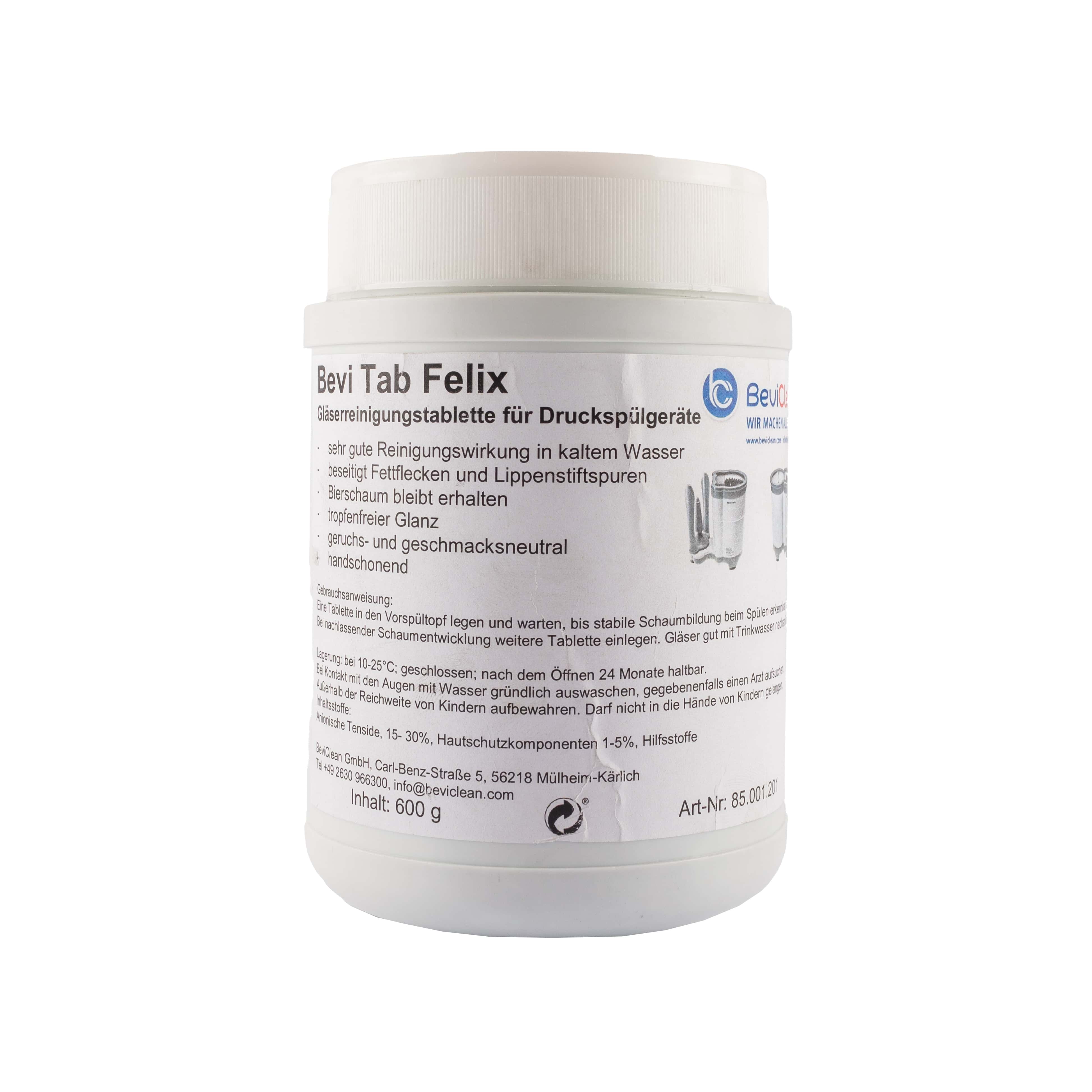 Reinigungstabletten für Gläser BEVI TAB FELIX 600 g